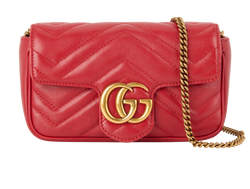 Mini GG Marmont, Leather, Red, 0416, S/DB/B, 2*